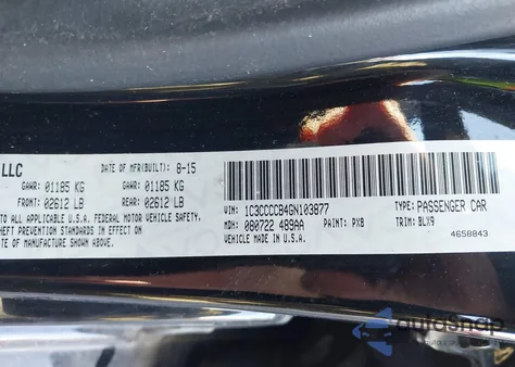 2016 Chrysler 200 C z USA, uszkodzony, nr VIN 1C3CCCCB4GN103877